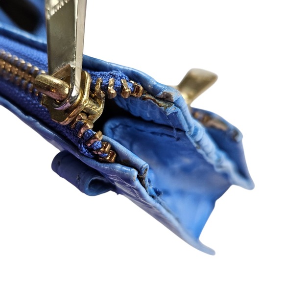 Brahmin Blue Vibrant Azure Melbourne Clutch Wristlet Crocodile Embossed Leather - Picture 7 of 16